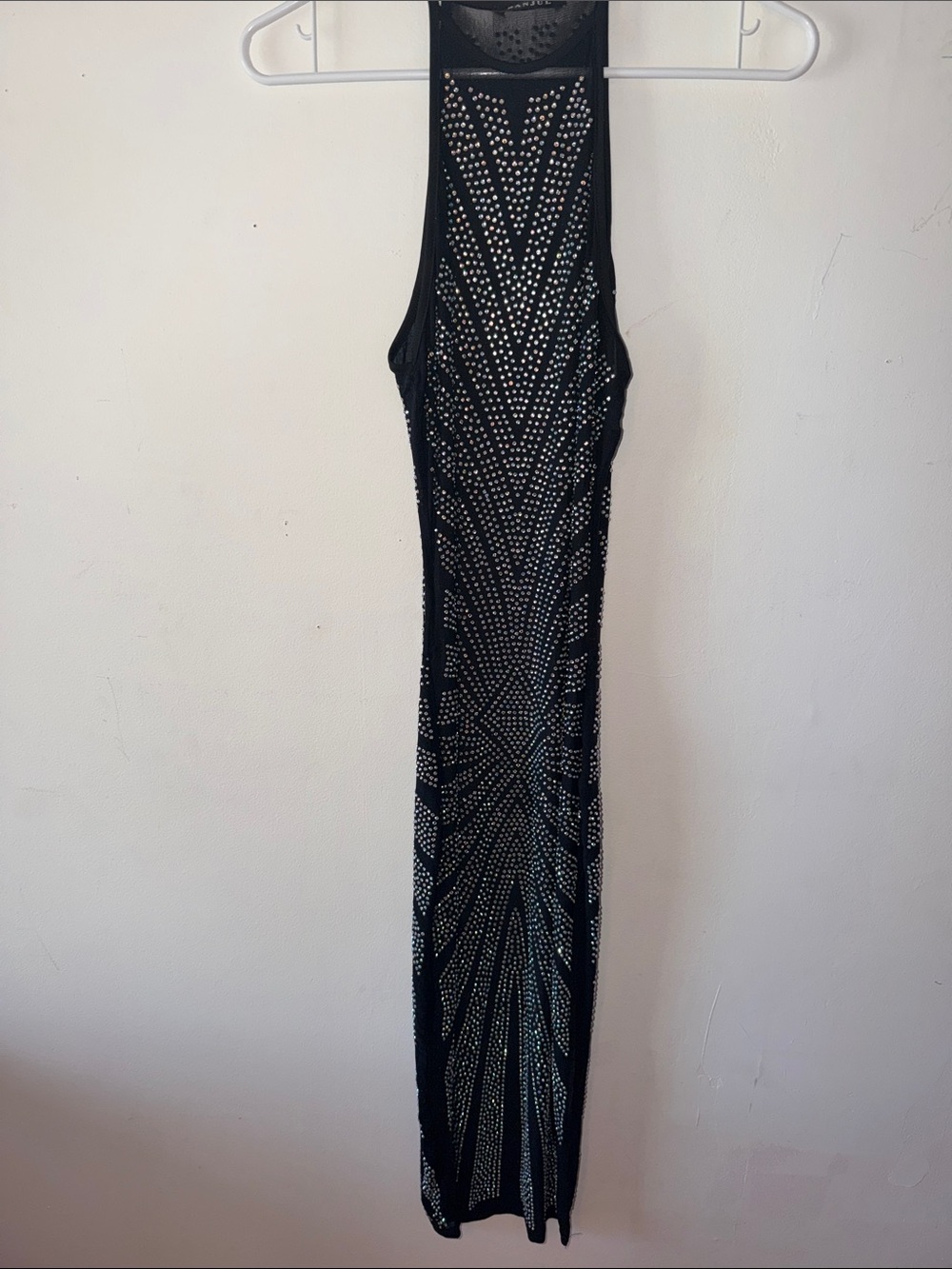 Banjul Black Maxi Dress with Silver Beaded Starburst Detail